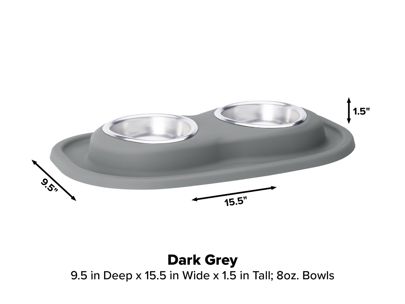 WeatherTech Double High Pet Feeding System - Elevated Dog/Cat Bowls - 3  inch High Dark Grey (DHC0803DGDG)