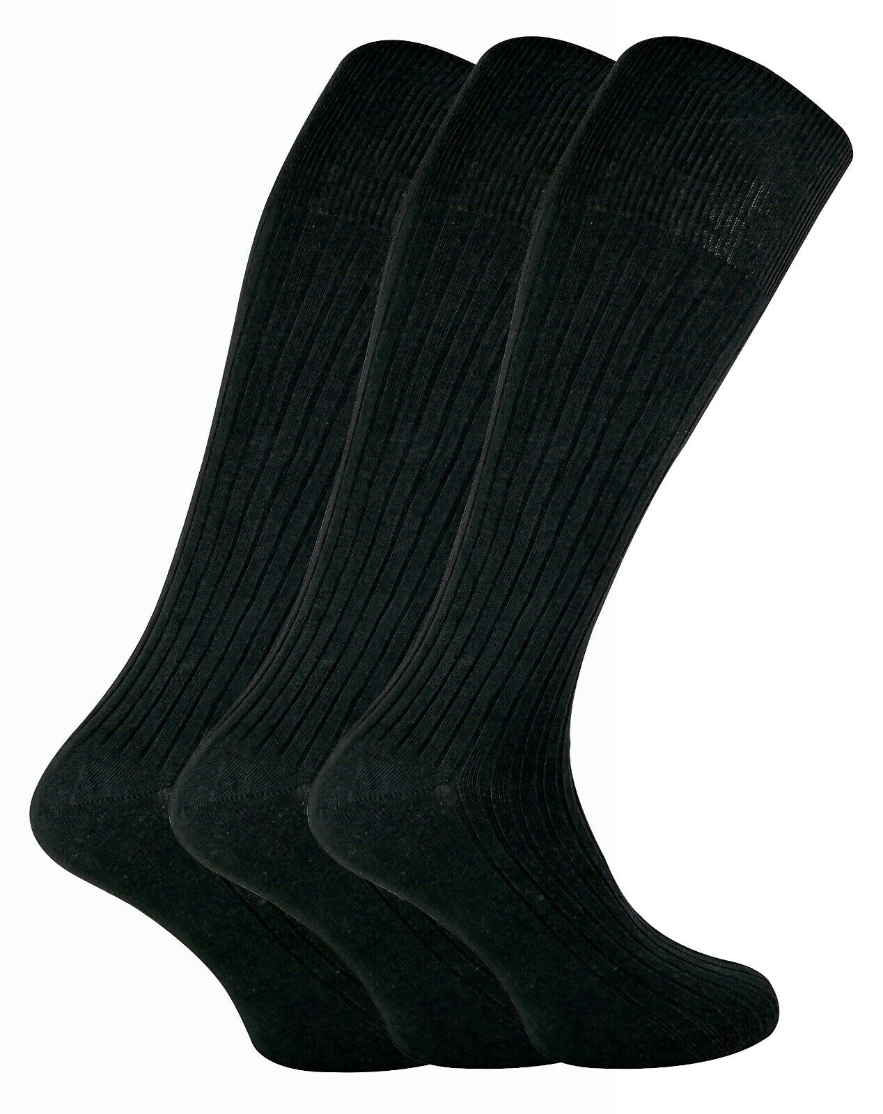 3 Pack Mens Extra Long Knee High 100% Cotton Thin Black Lightweight Dress Socks - Bild 4 von 23