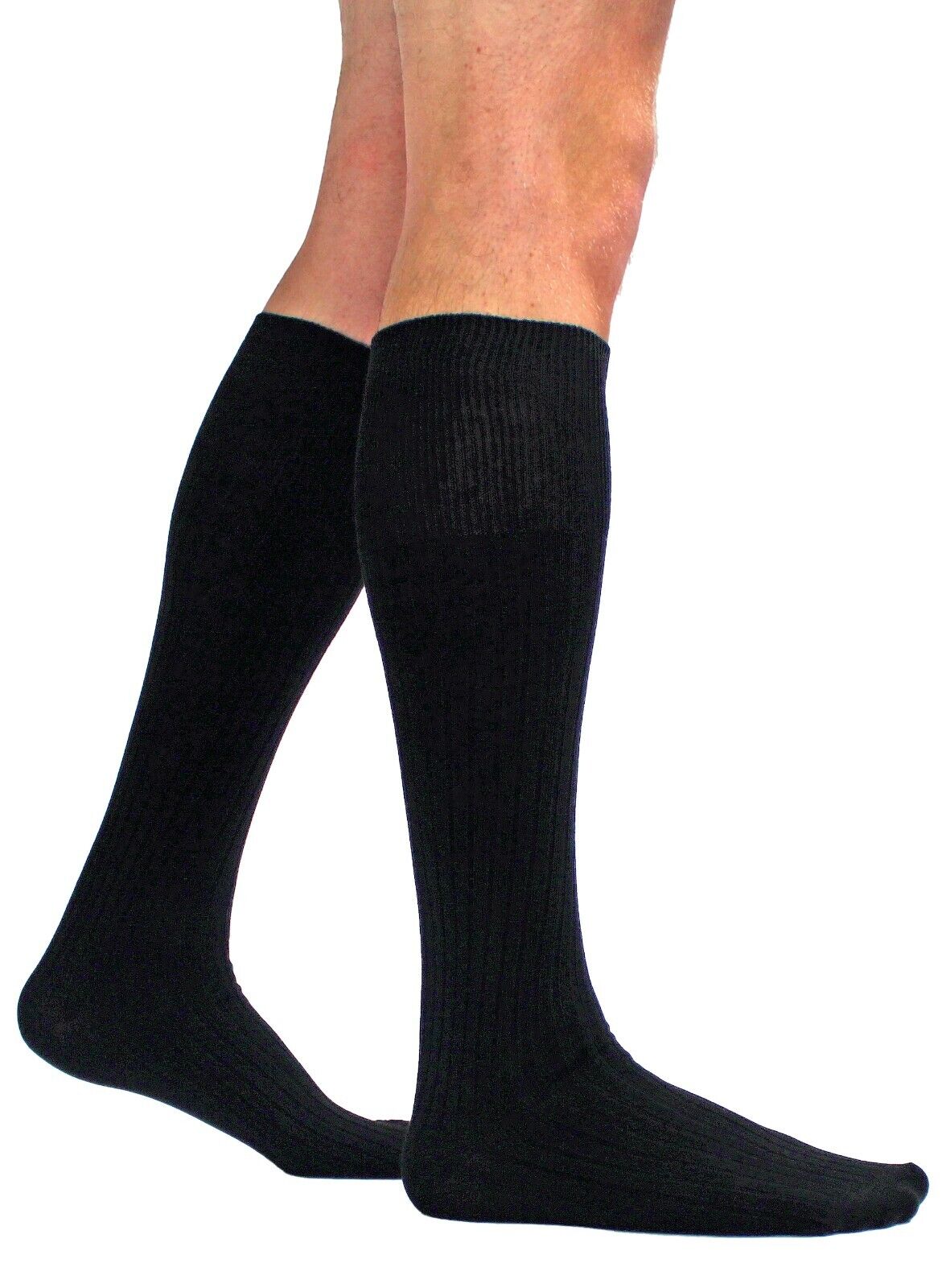 3 Pack Mens Extra Long Knee High 100% Cotton Thin Black Lightweight Dress Socks - Bild 5 von 23