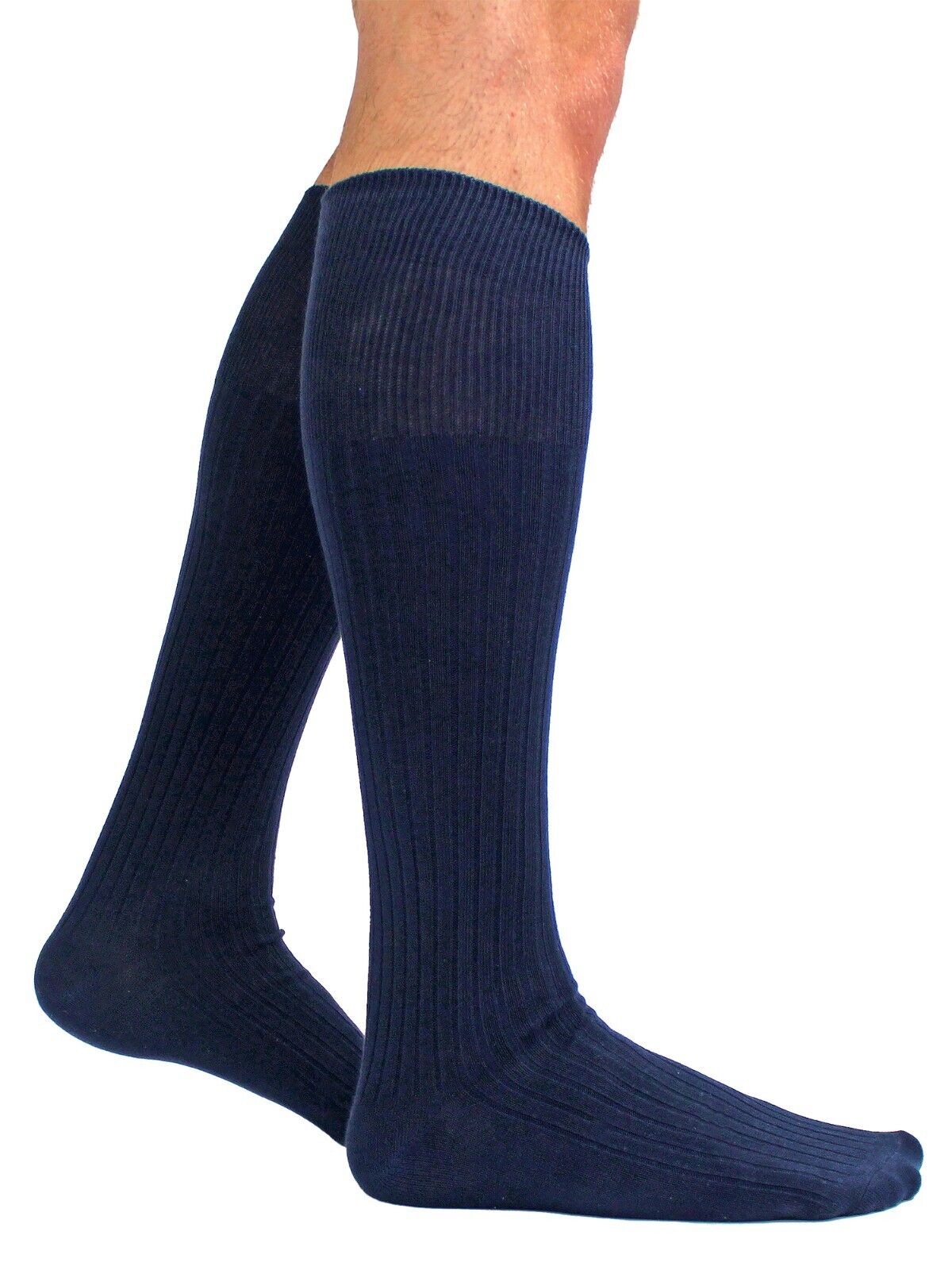 3 Pack Mens Extra Long Knee High 100% Cotton Thin Black Lightweight Dress Socks - Bild 12 von 23