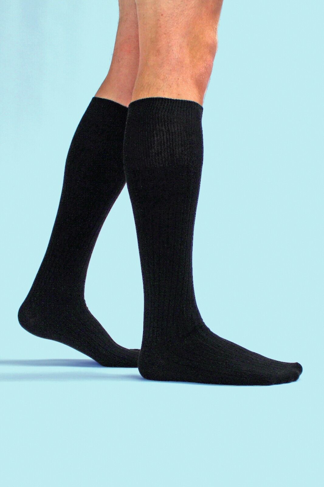 3 Pack Mens Extra Long Knee High 100% Cotton Thin Black Lightweight Dress Socks - Bild 14 von 23