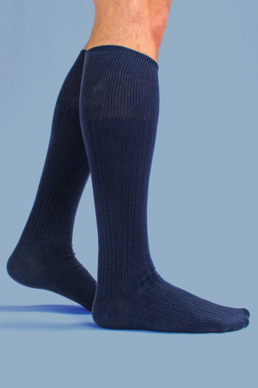 3 Pack Mens Extra Long Knee High 100% Cotton Thin Black Lightweight Dress Socks - Bild 15 von 23