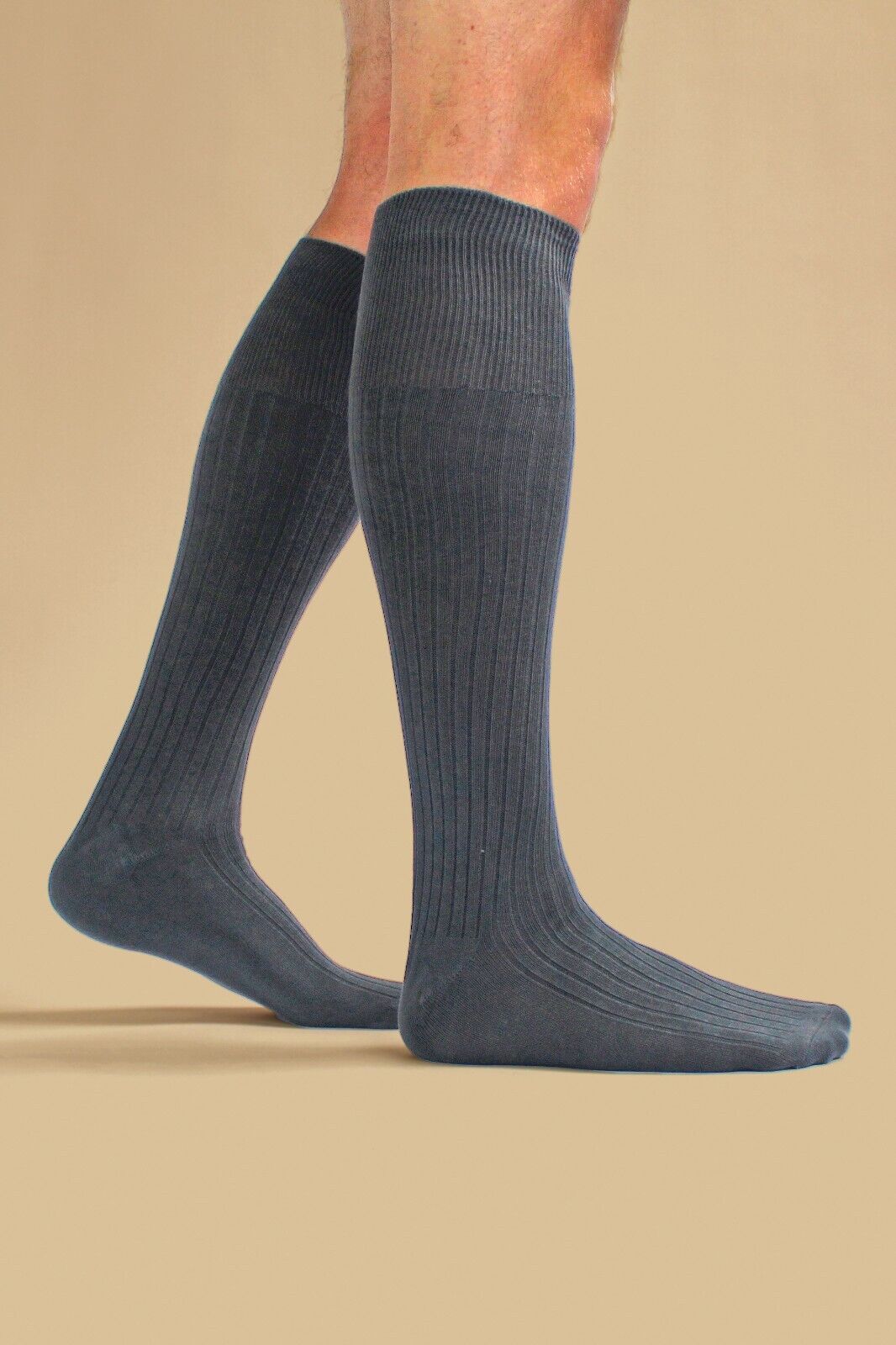 3 Pack Mens Extra Long Knee High 100% Cotton Thin Black Lightweight Dress Socks - Bild 16 von 23