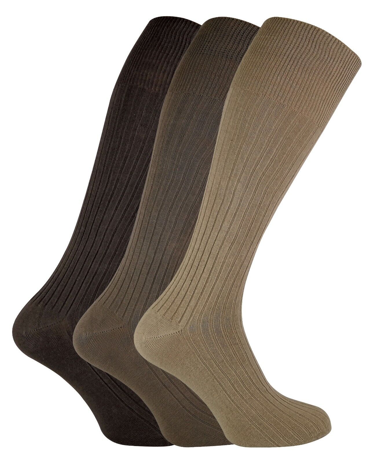 3 Pack Mens Extra Long Knee High 100% Cotton Thin Black Lightweight Dress Socks - Bild 17 von 23
