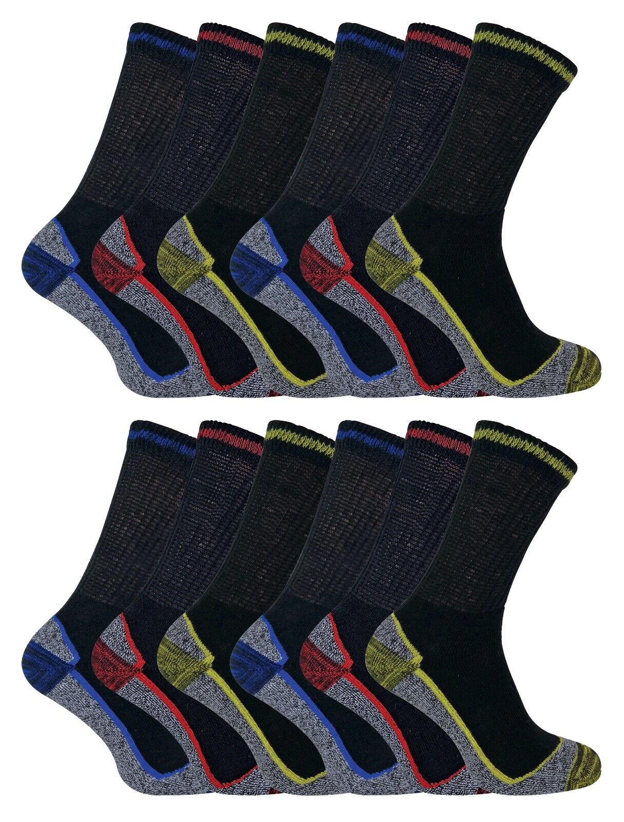 3, 6, 12 Paires Homme Femme Bambou Travail Respirant Randonnée Chaussettes - Foto 16 di 21