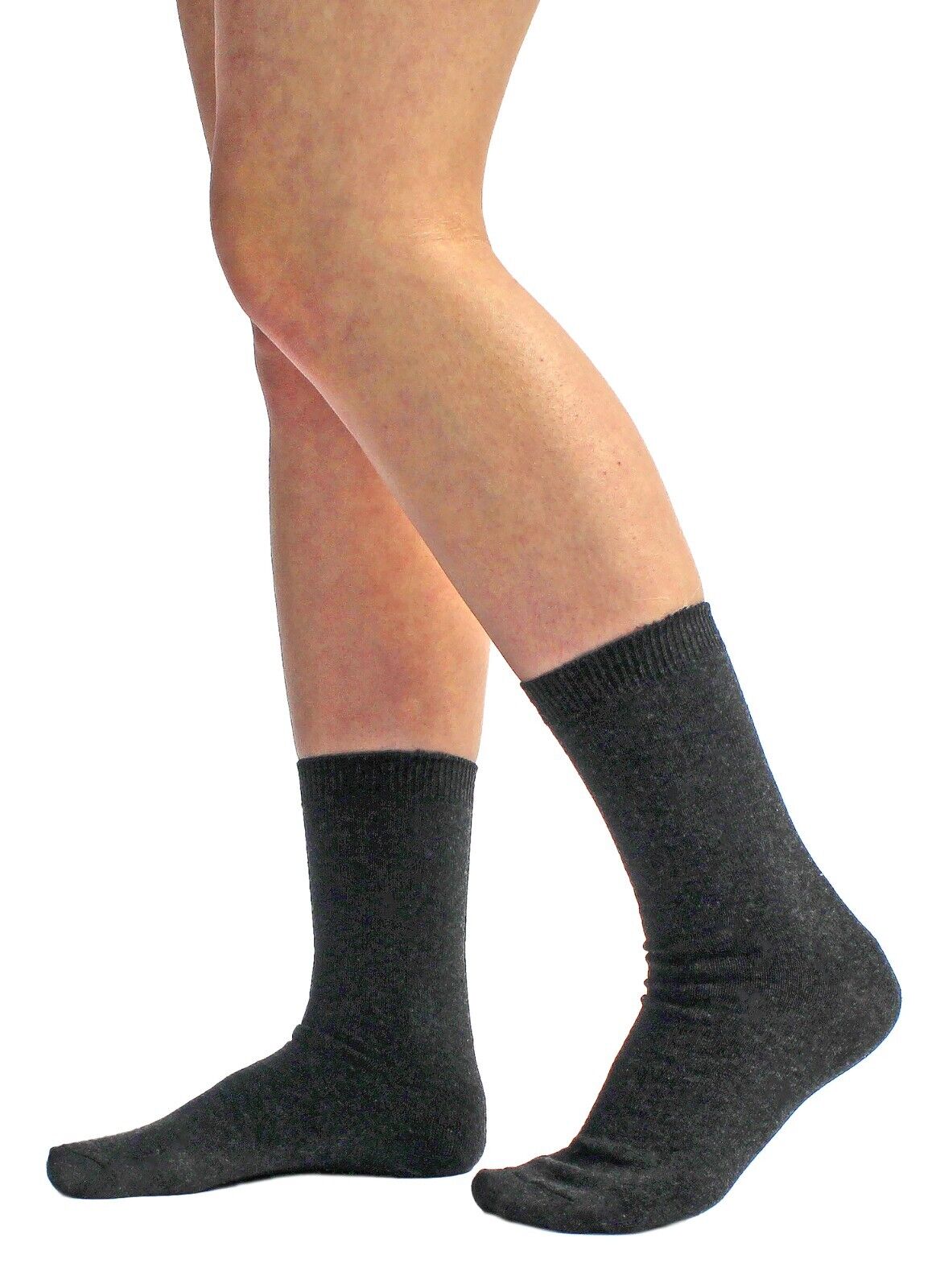 6 Pack Girls Boys Soft Thin Cotton Rich Plain Black Gray or White School Socks - Picture 9 of 16