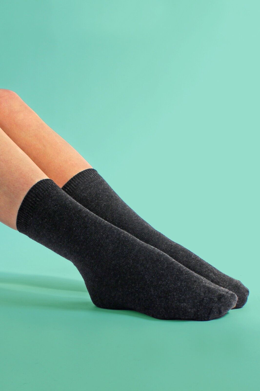 6 Pack Girls Boys Soft Thin Cotton Rich Plain Black Gray or White School Socks - Picture 10 of 16