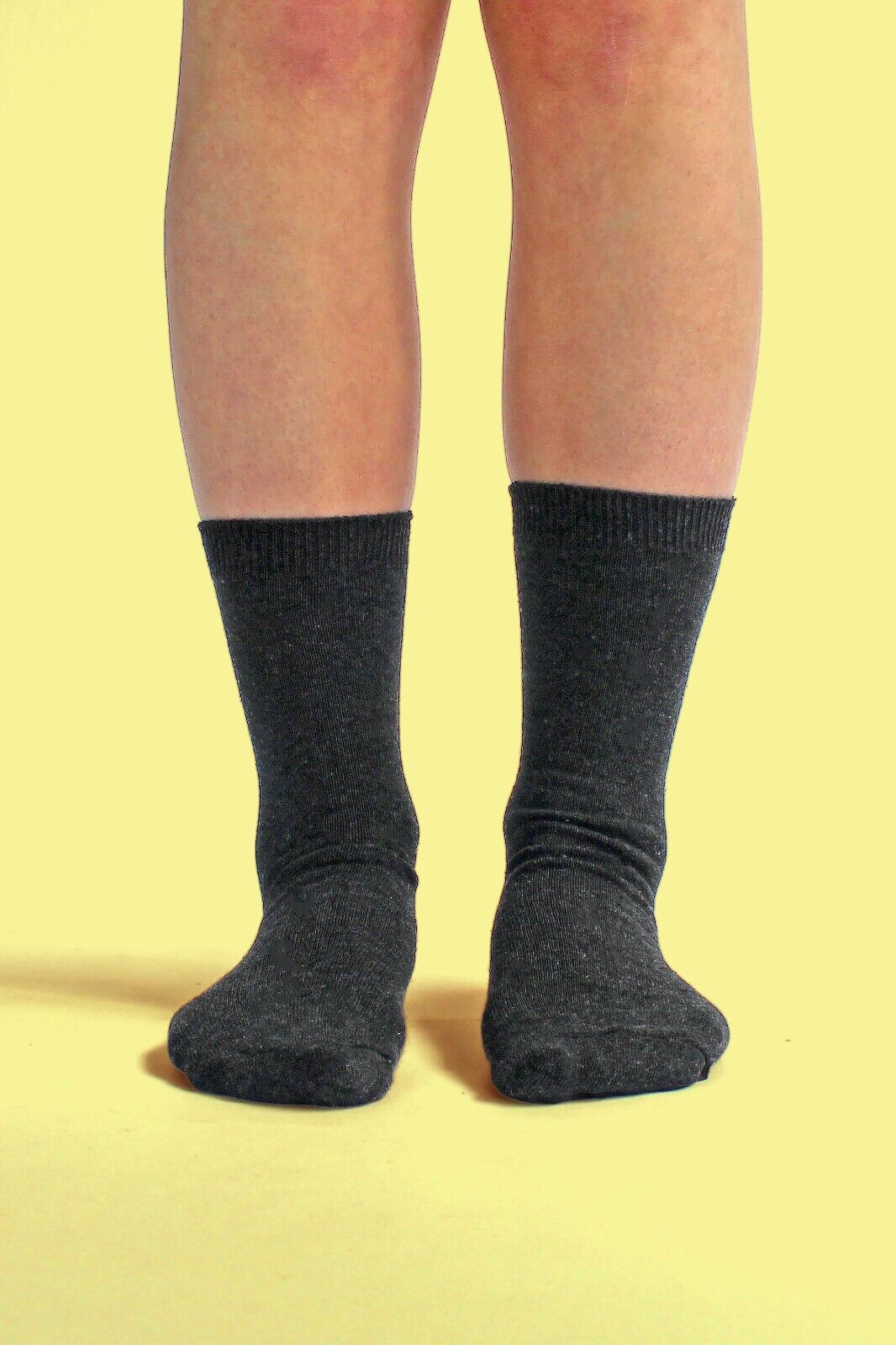 6 Pack Girls Boys Soft Thin Cotton Rich Plain Black Gray or White School Socks - Picture 11 of 16