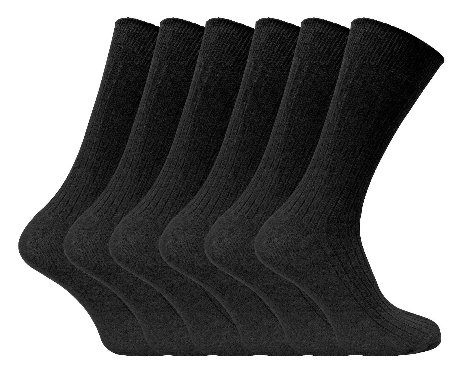 6 Pack Mens Soft 100% Cotton Breathable Coloured Ribbed Dress Socks - Picture 3 of 25