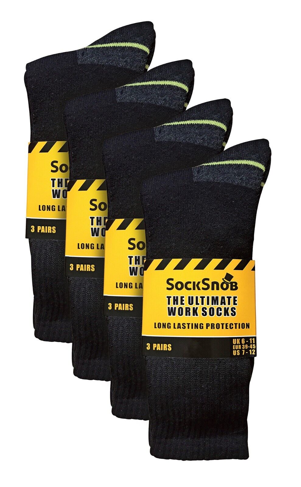 6 Pack Mens Ultimate Thick Heavy Duty Black Steel Toe Boot Cotton Work Socks - Picture 10 of 22