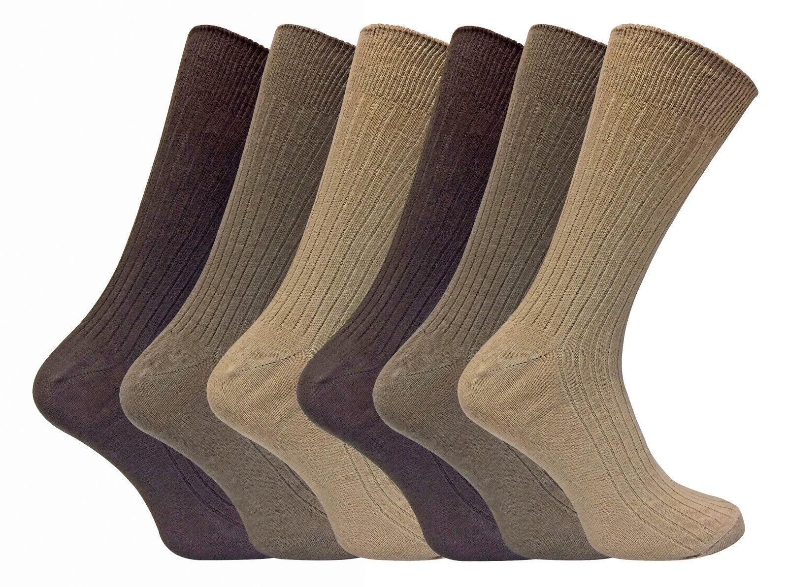 6 Pack Multipack Mens Thin Soft 100 Cotton Rich Black or Brown Dress Socks