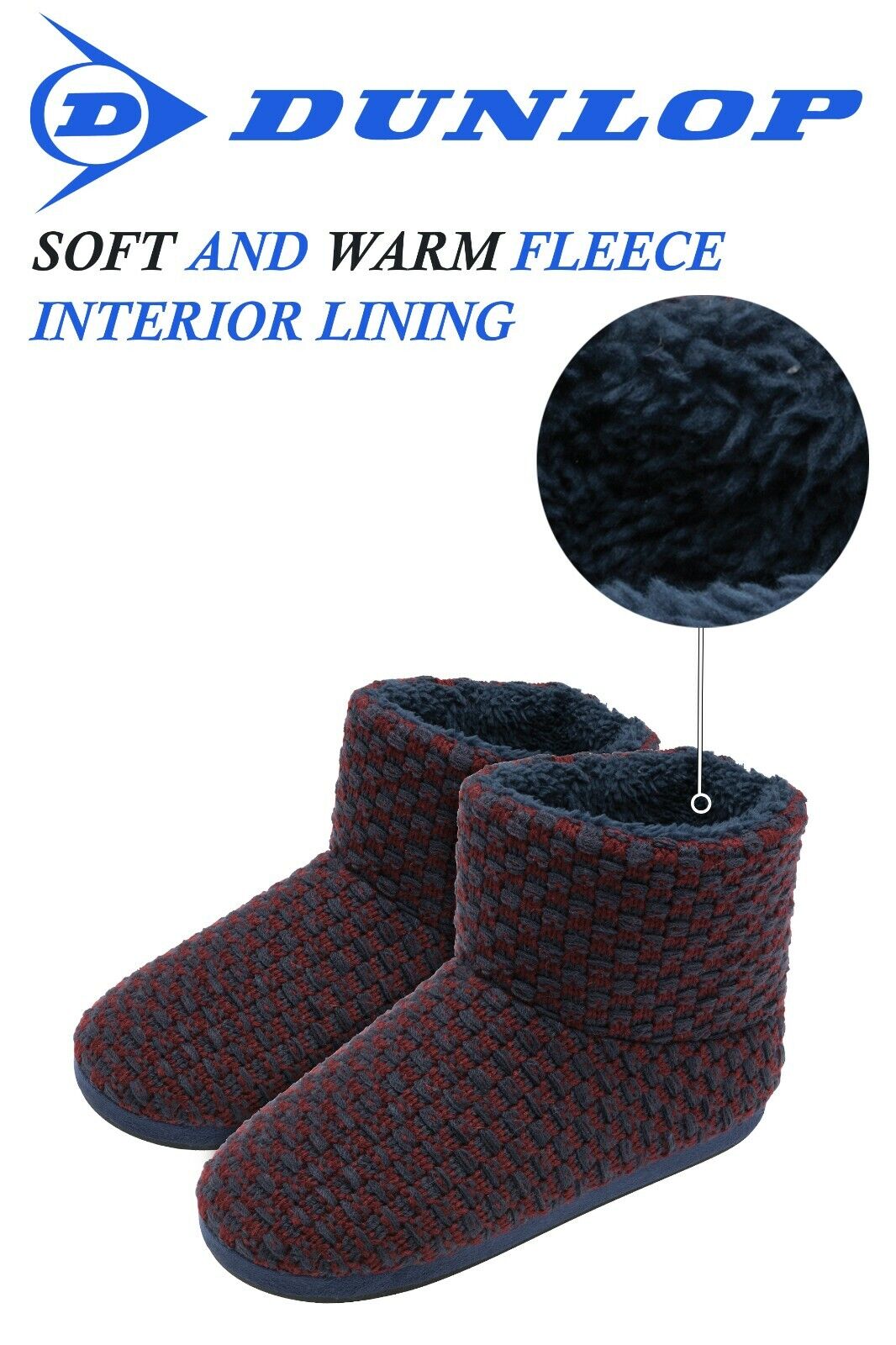 DUNLOP - Mens Warm Indoor Memory Foam Furry Sherpa Ankle Boot Slippers - Picture 12 of 26