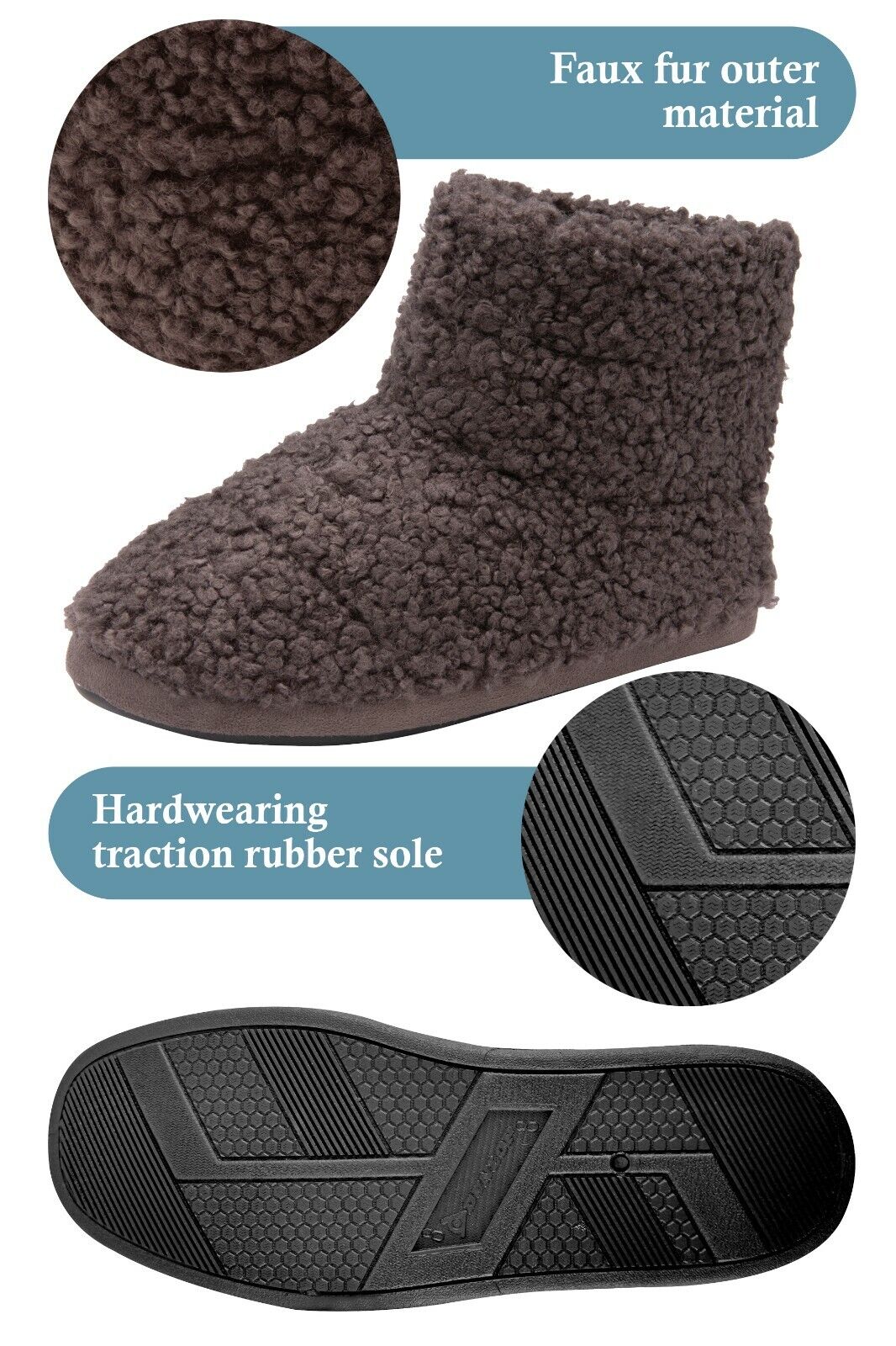 DUNLOP - Mens Warm Indoor Memory Foam Furry Sherpa Ankle Boot Slippers - Picture 24 of 26