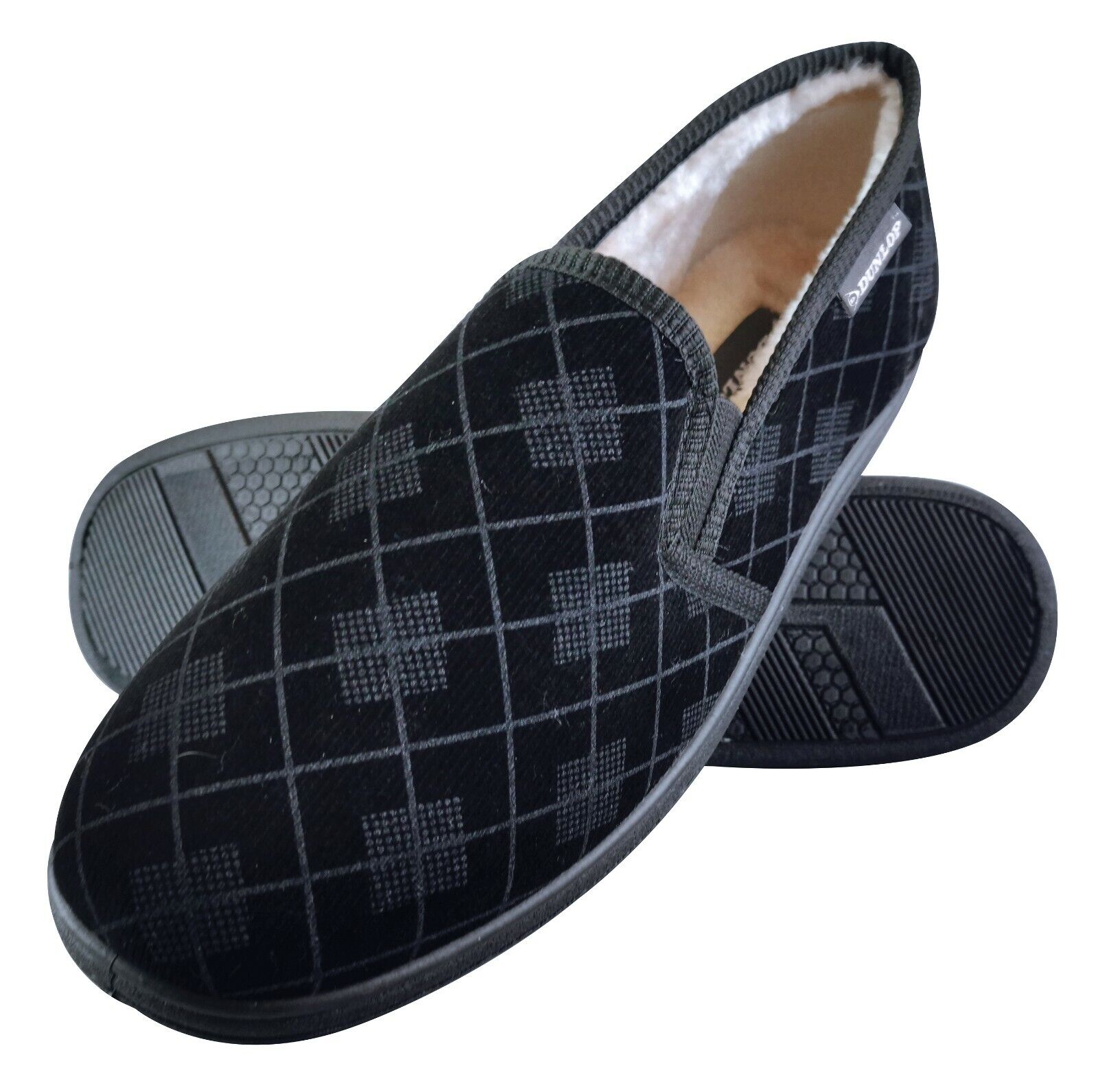 DUNLOP - Uomo Invernali Calde Memory Foam Pantofole con Quadri senza Retro - Foto 8 di 17