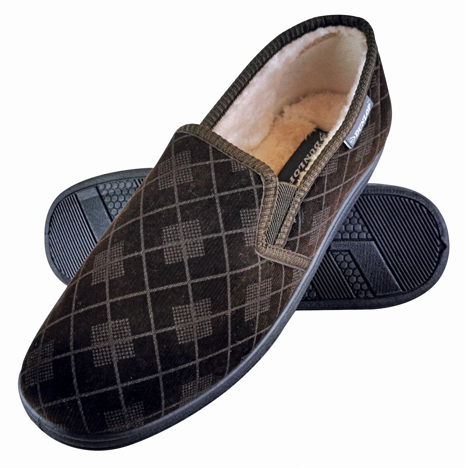 DUNLOP - Uomo Invernali Calde Memory Foam Pantofole con Quadri senza Retro - Foto 13 di 17