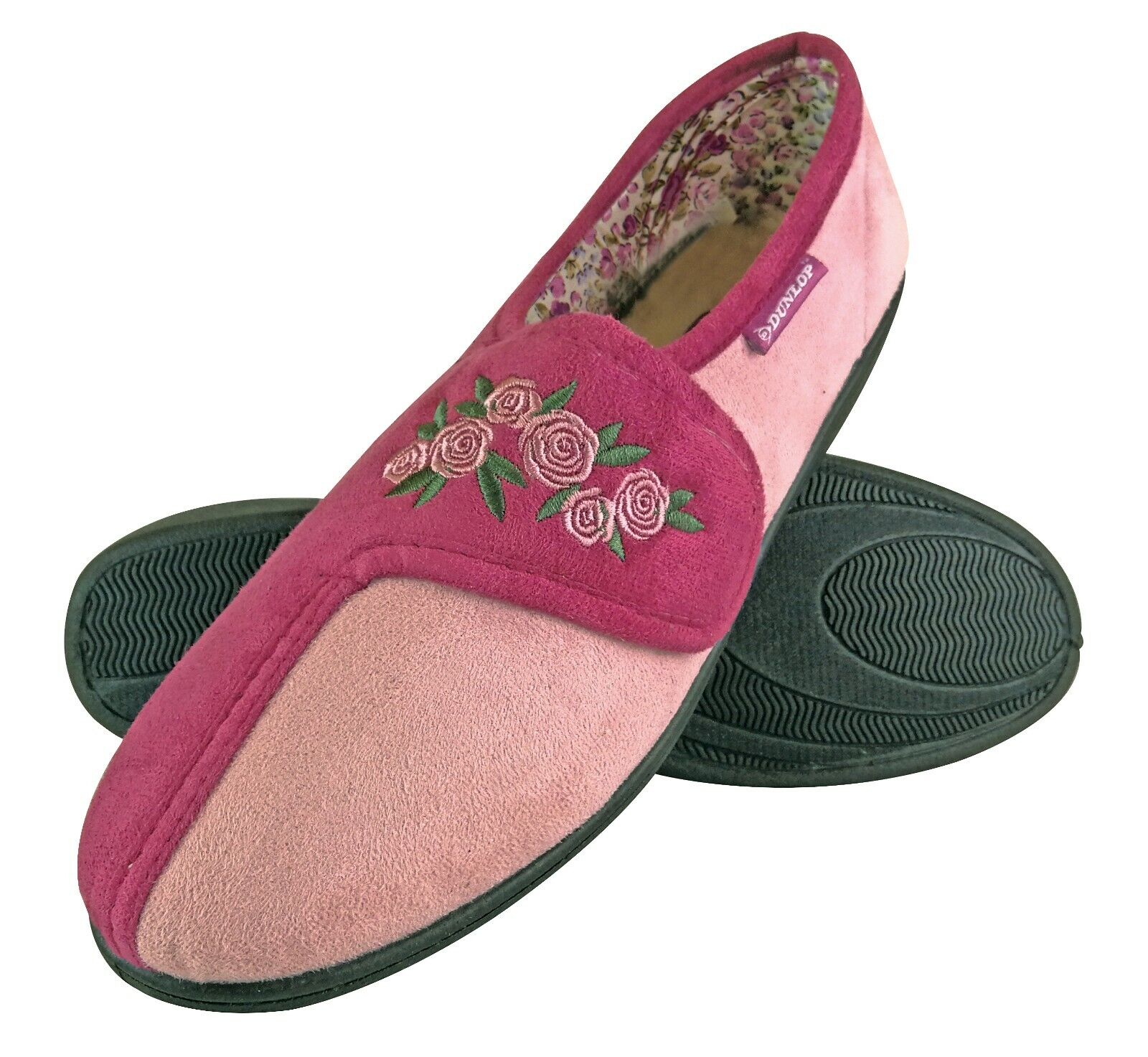 DUNLOP Femme Floral Pantoufles Mousse À Mémoire avec Velcro pour Personne agee - Foto 5 di 14