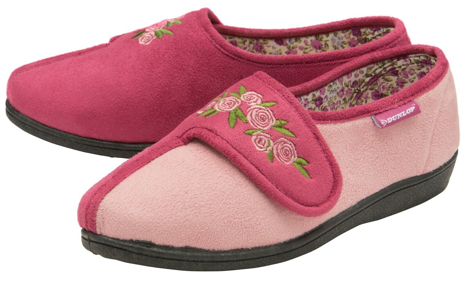 DUNLOP Femme Floral Pantoufles Mousse À Mémoire avec Velcro pour Personne agee - Foto 6 di 14