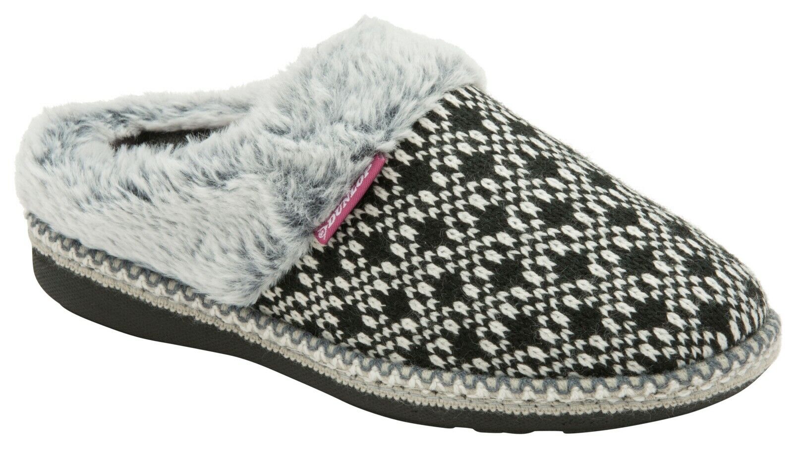Dunlop Damen niedliche gemütliche Plüsch Memory Foam Strickhausschuhe mit offenen Rückenpantoletten - Bild 8 von 20