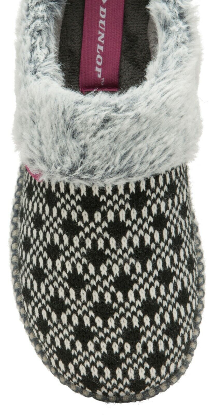 Dunlop Damen niedliche gemütliche Plüsch Memory Foam Strickhausschuhe mit offenen Rückenpantoletten - Bild 10 von 20