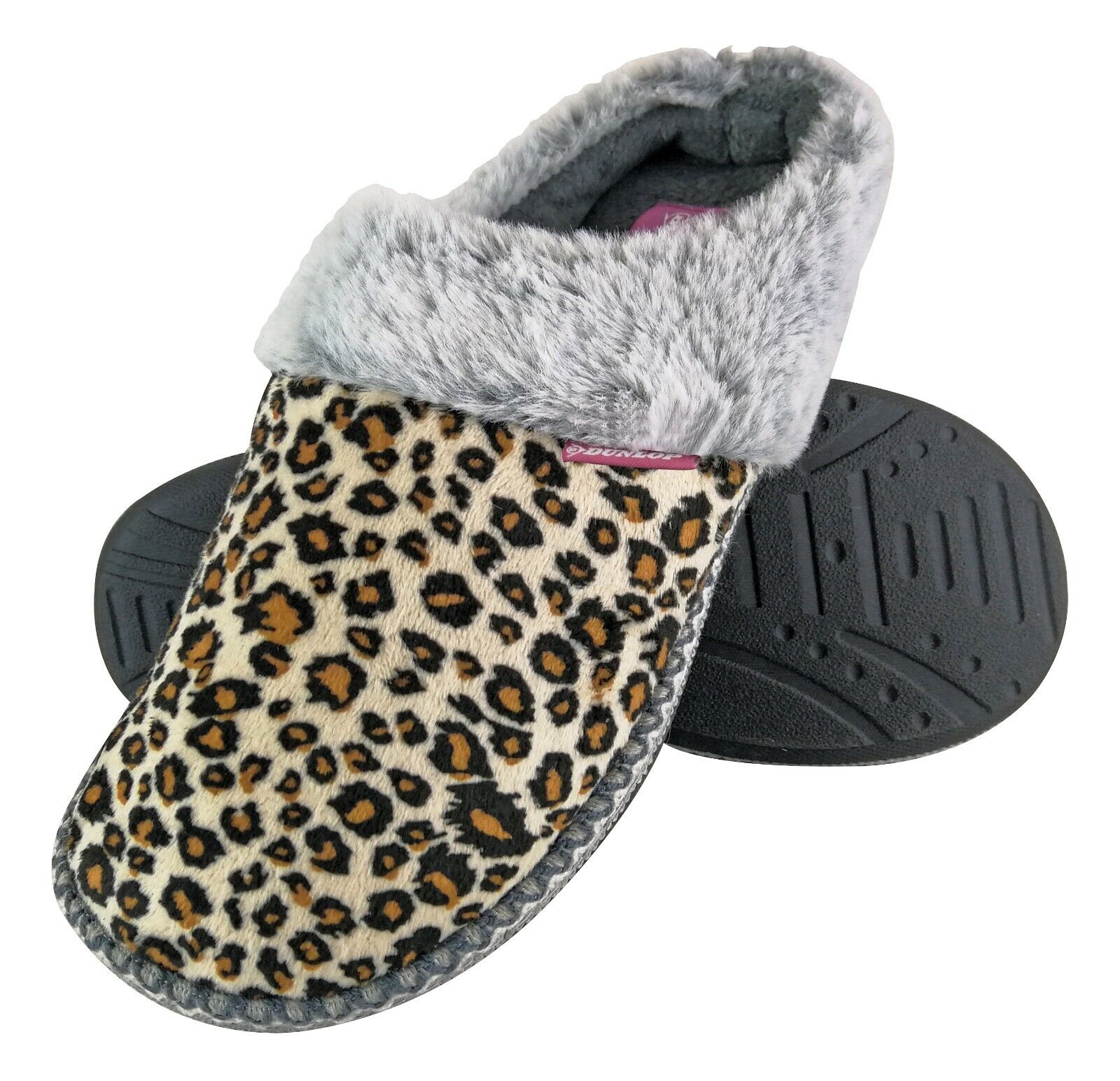 Dunlop Damen niedliche gemütliche Plüsch Memory Foam Strickhausschuhe mit offenen Rückenpantoletten - Bild 11 von 20