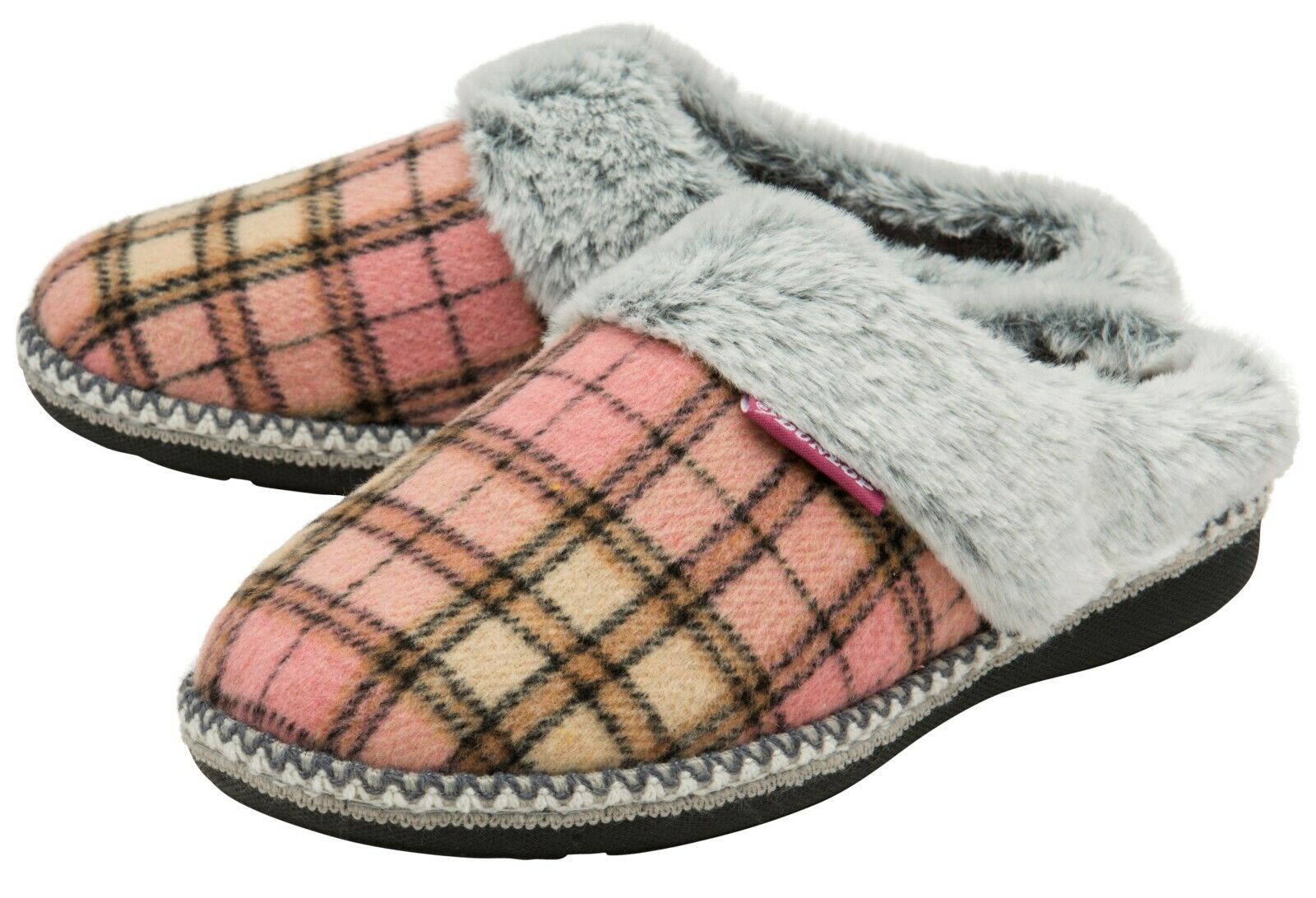 Dunlop Damen niedliche gemütliche Plüsch Memory Foam Strickhausschuhe mit offenen Rückenpantoletten - Bild 17 von 20