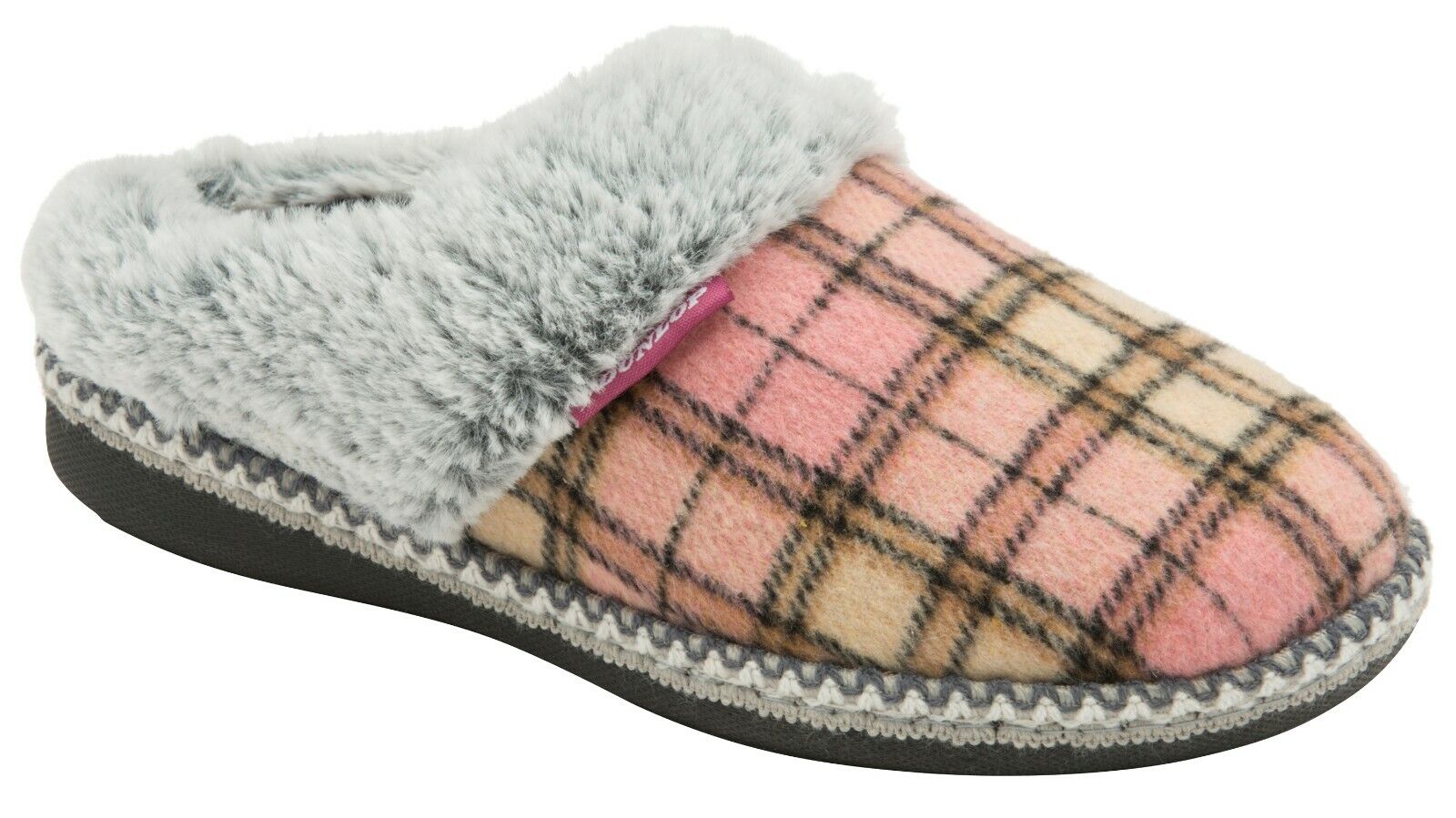 Dunlop Damen niedliche gemütliche Plüsch Memory Foam Strickhausschuhe mit offenen Rückenpantoletten - Bild 18 von 20