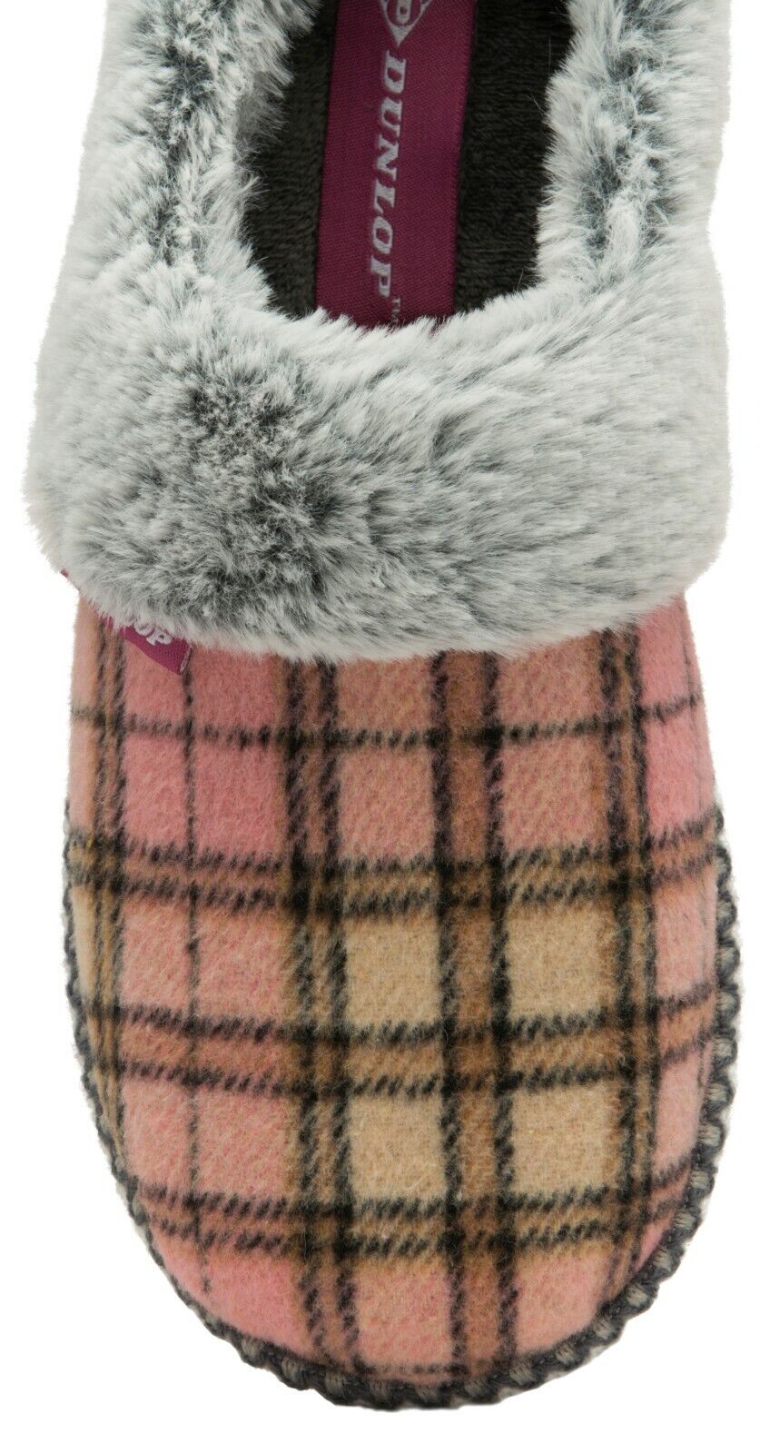 Dunlop Damen niedliche gemütliche Plüsch Memory Foam Strickhausschuhe mit offenen Rückenpantoletten - Bild 20 von 20