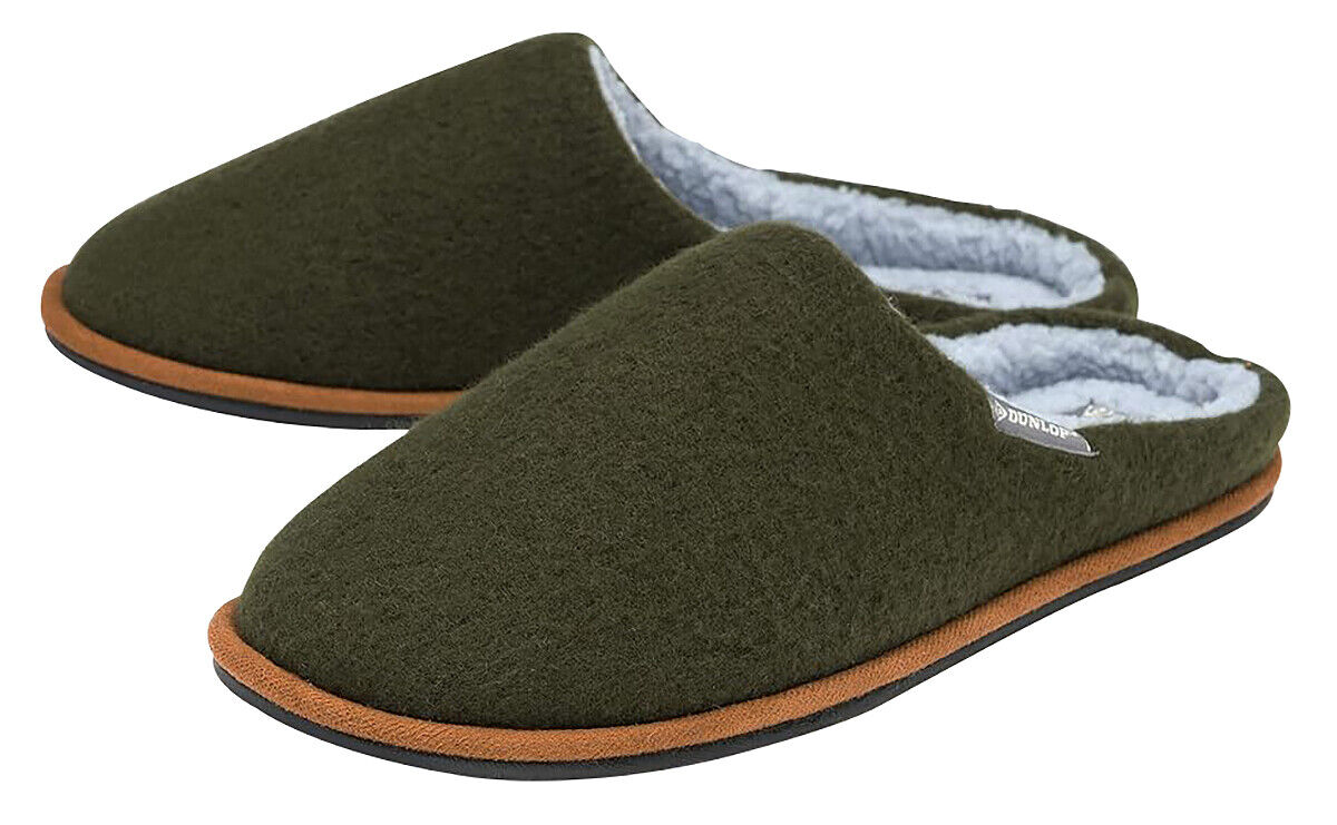 Dunlop Mens Slip On Mule Slippers with Comfy Fur Lined Felt Memory Foam - Picture 8 of 13