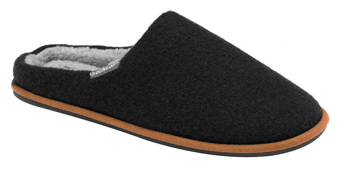 Dunlop Mens Slip On Mule Slippers with Comfy Fur Lined Felt Memory Foam - Picture 13 of 13