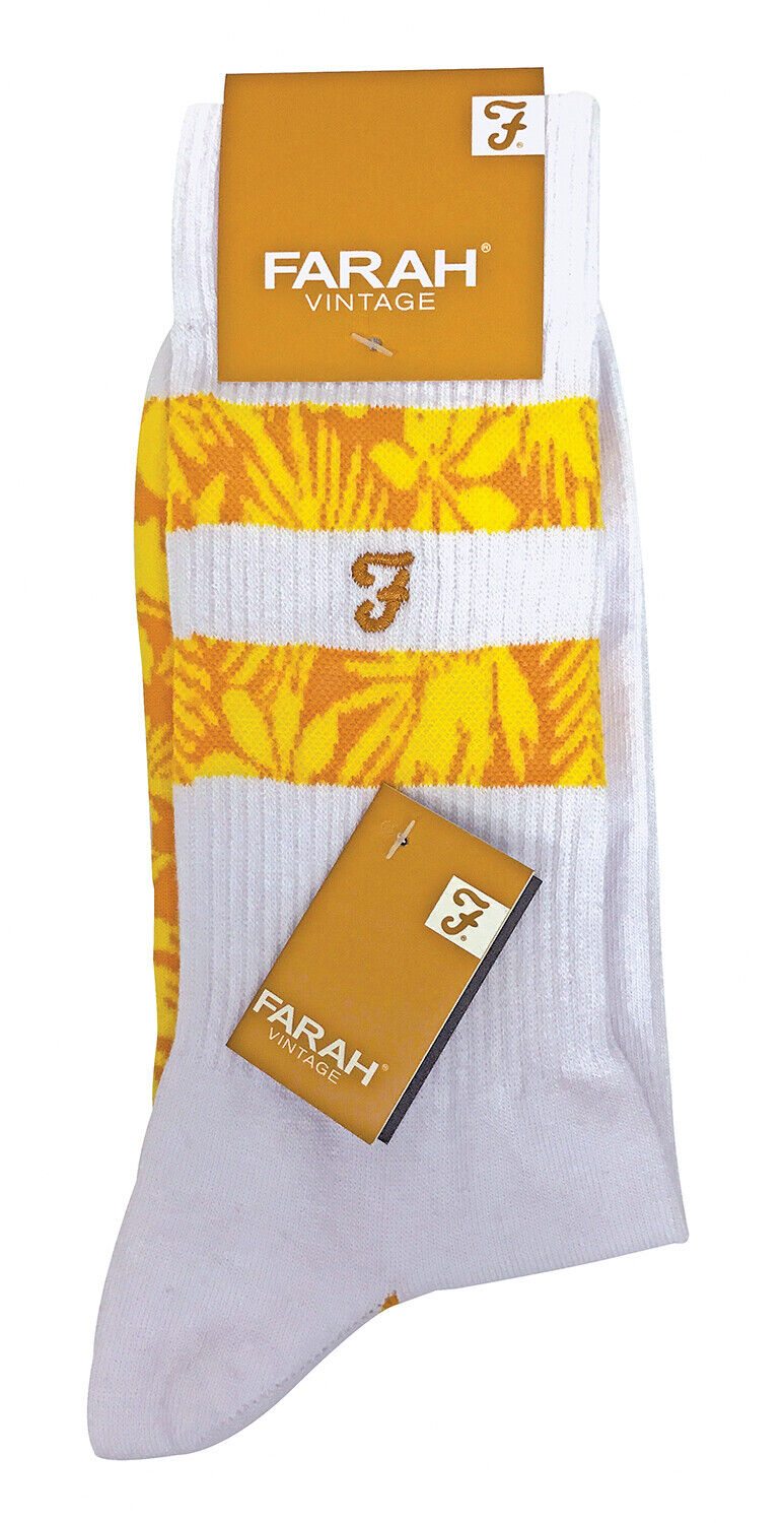 FARAH - Paquete de 2 Calcetines Deportivos de Algodón Blanco a Rayas Hipster para Hombre de Colección - Imagen 7 de 9