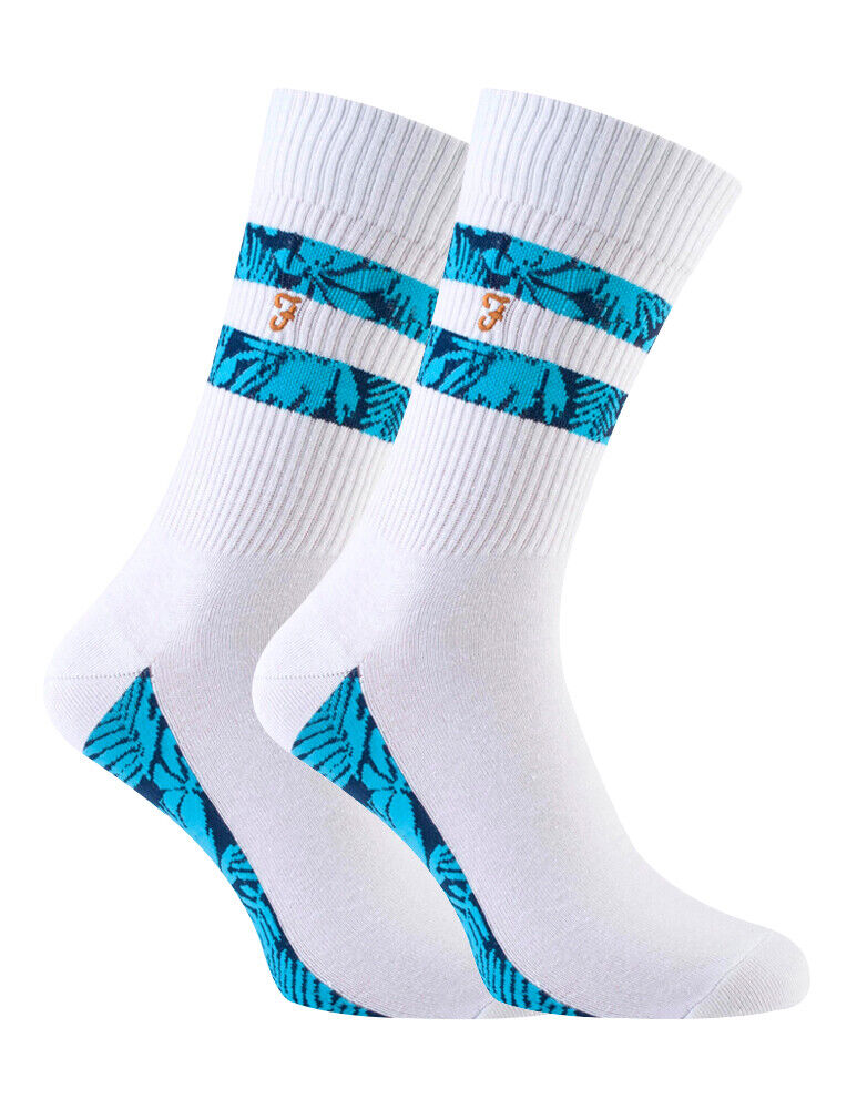 FARAH - Paquete de 2 Calcetines Deportivos de Algodón Blanco a Rayas Hipster para Hombre de Colección - Imagen 8 de 9