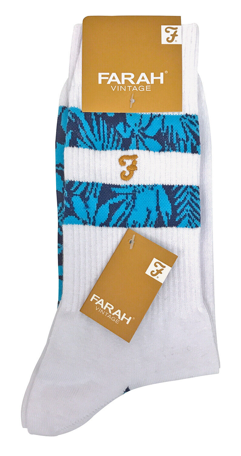 FARAH - Paquete de 2 Calcetines Deportivos de Algodón Blanco a Rayas Hipster para Hombre de Colección - Imagen 9 de 9