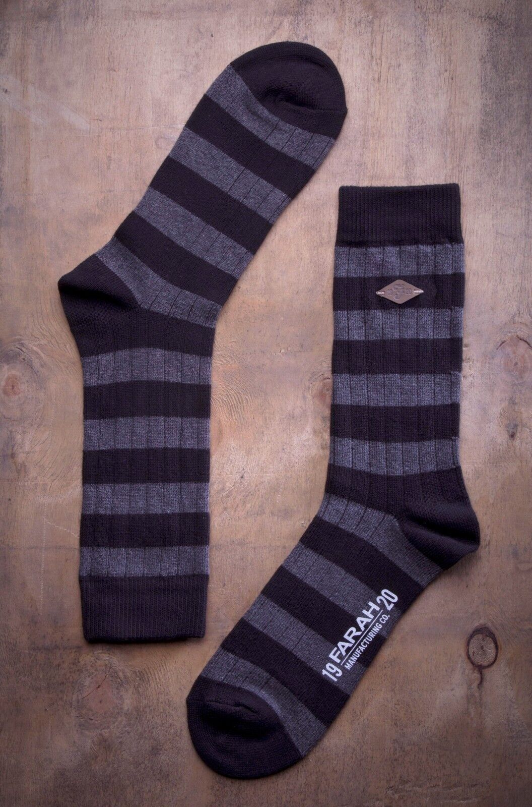 Farah - 2 Pack Mens Thick Cotton Rich Coloured Striped Ribbed Boot Dress Socks - Picture 7 of 27