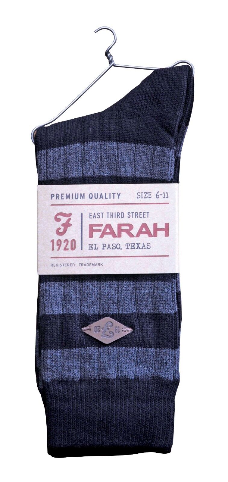 Farah - 2 Pack Mens Thick Cotton Rich Coloured Striped Ribbed Boot Dress Socks - Picture 8 of 27