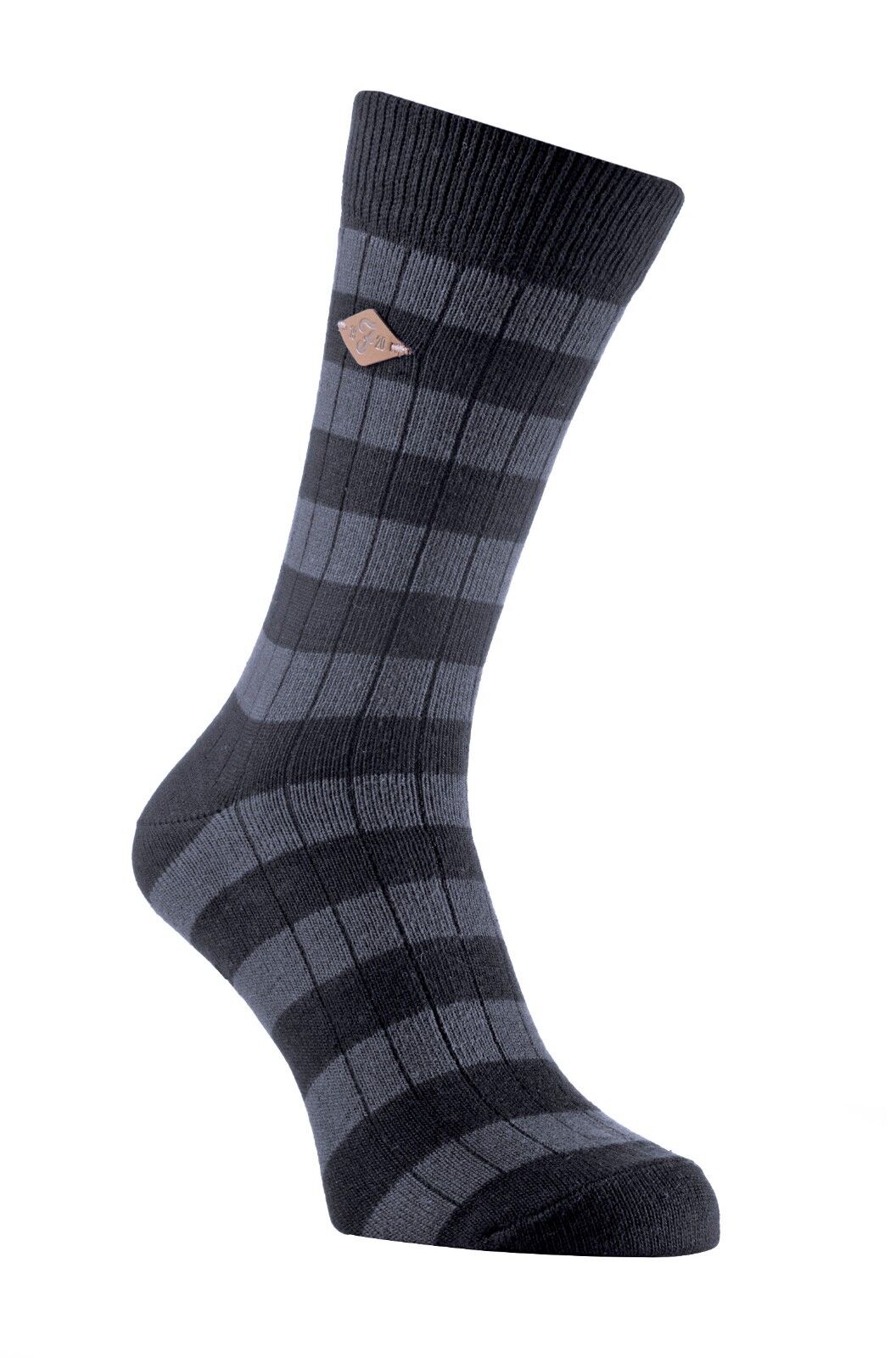 Farah - 2 Pack Mens Thick Cotton Rich Coloured Striped Ribbed Boot Dress Socks - Picture 9 of 27