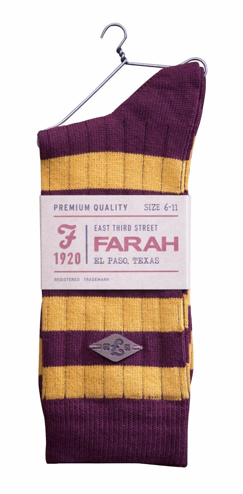 Farah - 2 Pack Mens Thick Cotton Rich Coloured Striped Ribbed Boot Dress Socks - Picture 12 of 27