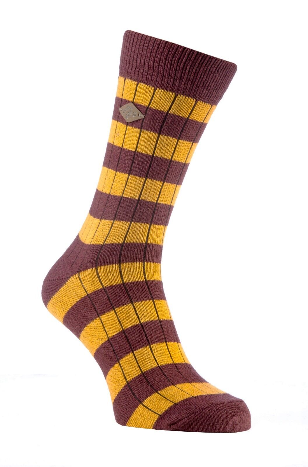 Farah - 2 Pack Mens Thick Cotton Rich Coloured Striped Ribbed Boot Dress Socks - Picture 13 of 27