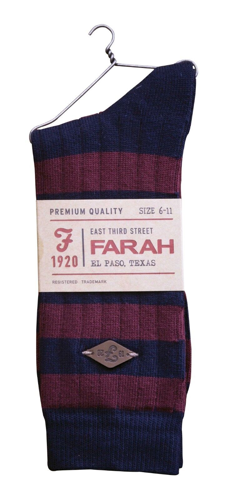 Farah - 2 Pack Mens Thick Cotton Rich Coloured Striped Ribbed Boot Dress Socks - Picture 16 of 27