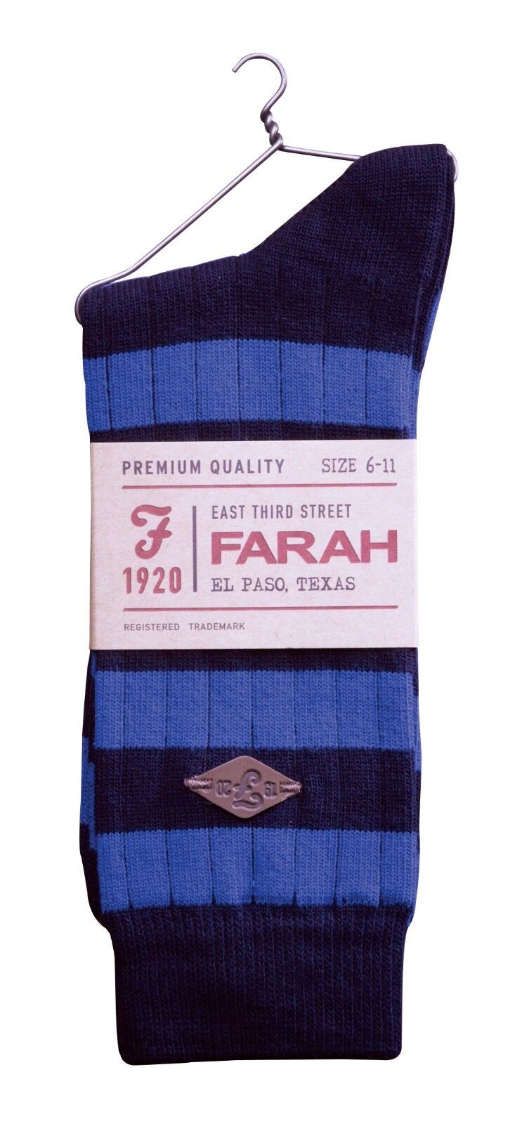 Farah - 2 Pack Mens Thick Cotton Rich Coloured Striped Ribbed Boot Dress Socks - Picture 20 of 27