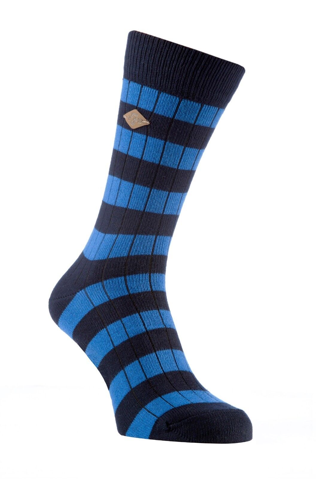 Farah - 2 Pack Mens Thick Cotton Rich Coloured Striped Ribbed Boot Dress Socks - Picture 21 of 27