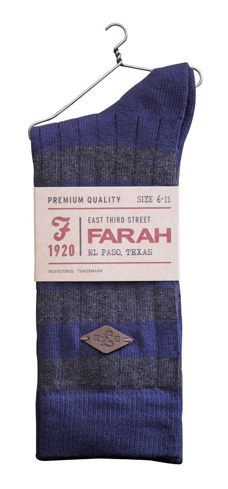Farah - 2 Pack Mens Thick Cotton Rich Coloured Striped Ribbed Boot Dress Socks - Picture 24 of 27