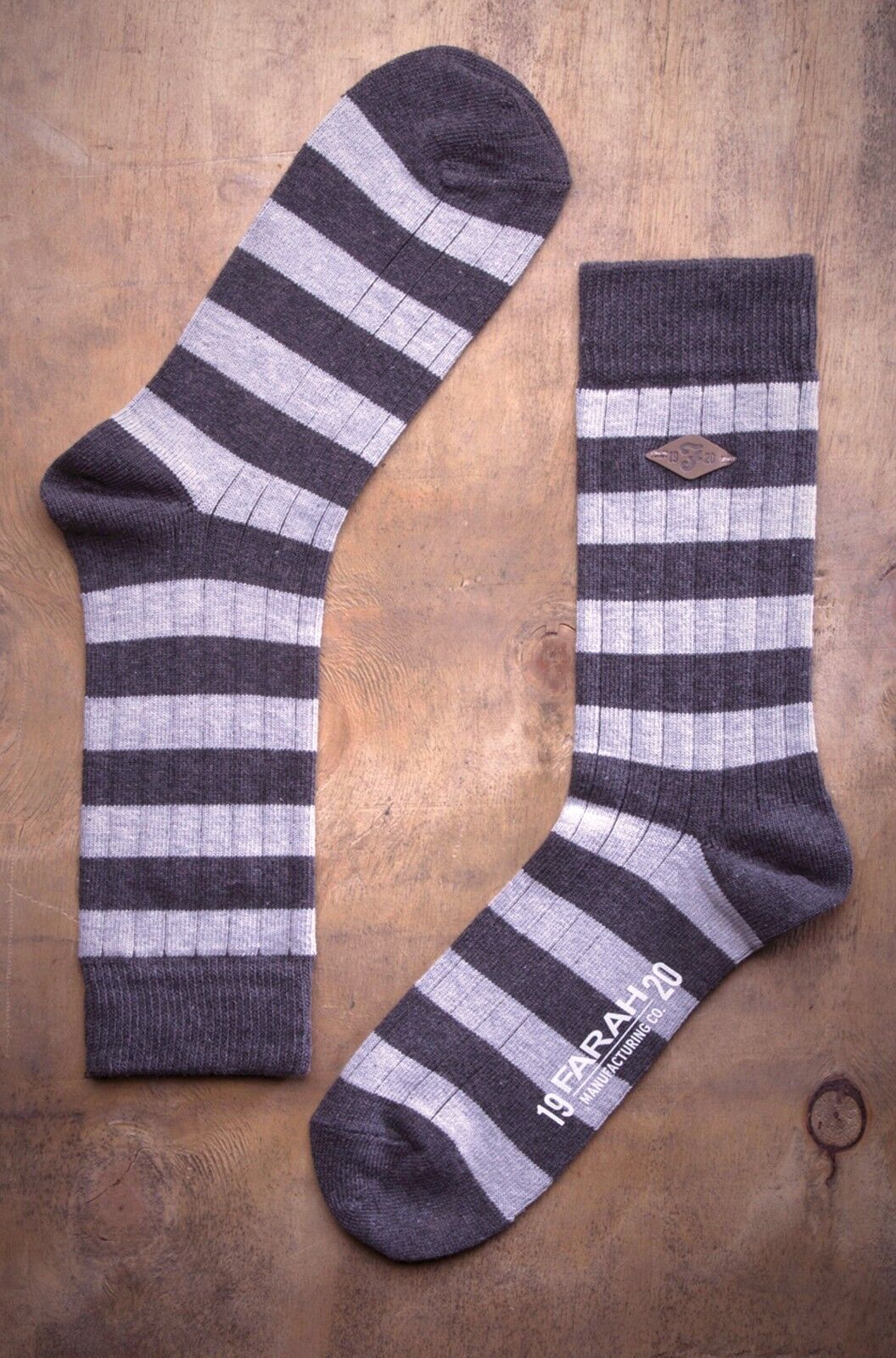 Farah - 2 Pack Mens Thick Cotton Rich Coloured Striped Ribbed Boot Dress Socks - Picture 27 of 27