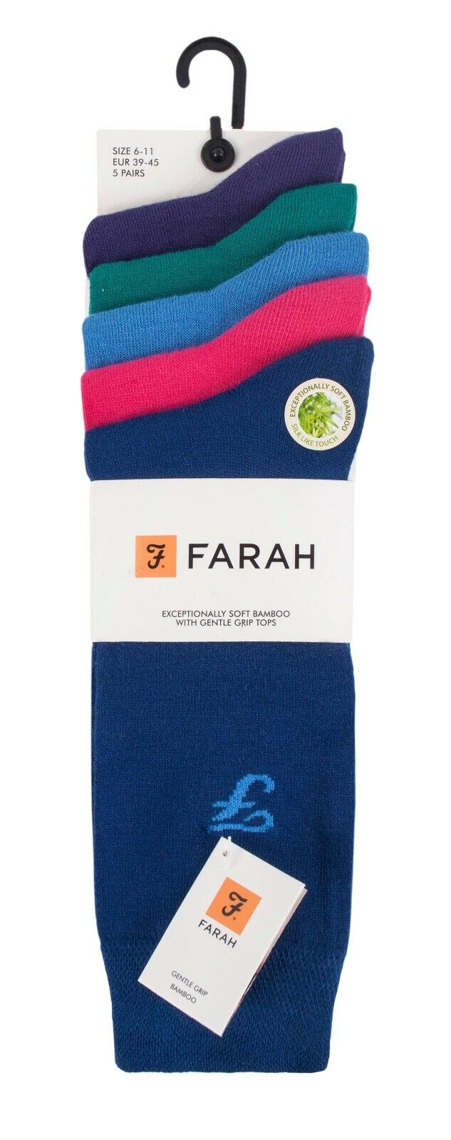 Farah - 5 Pack Mens Soft Funky Striped Bright Coloured Bamboo Dress Socks - Picture 22 of 22
