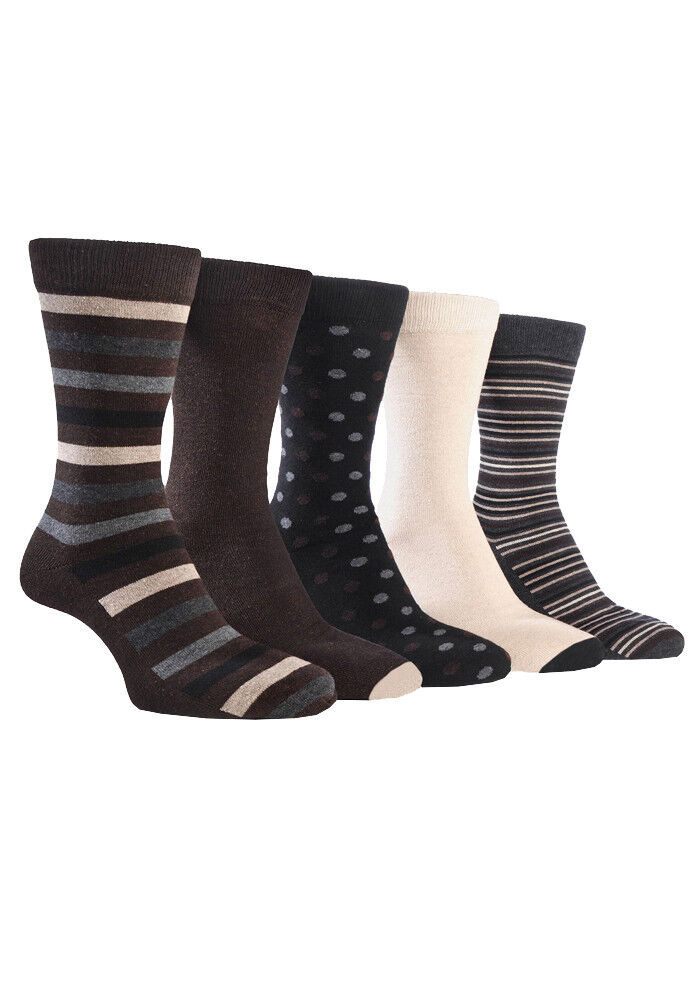 Farah - Confezione da 5 Calzini Abito Casual da Uomo Sottili Top Morbidi Cotone Colorato - Foto 12 di 56