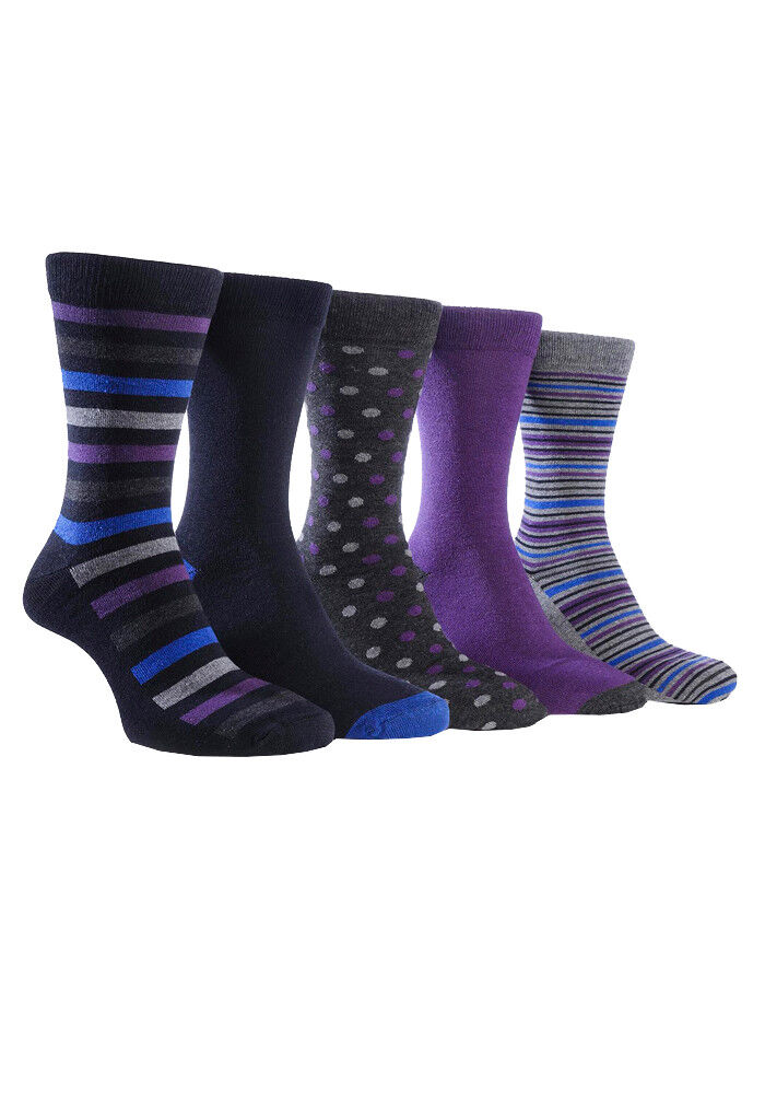 Farah - Confezione da 5 Calzini Abito Casual da Uomo Sottili Top Morbidi Cotone Colorato - Foto 16 di 56