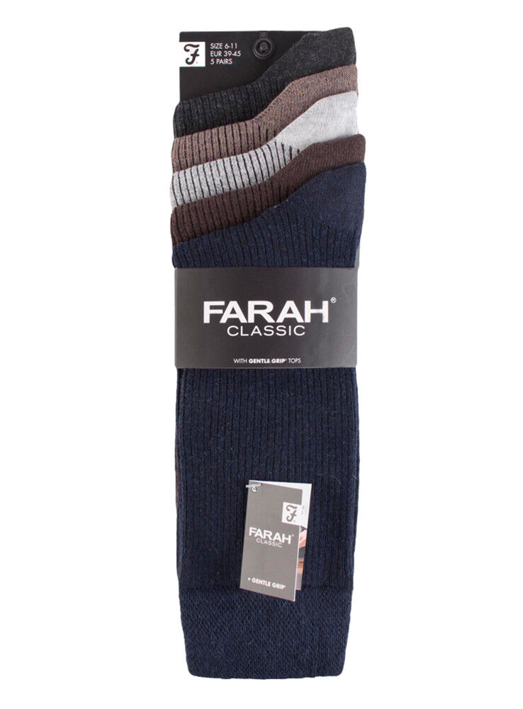 Farah - Confezione da 5 Calzini Abito Casual da Uomo Sottili Top Morbidi Cotone Colorato - Foto 19 di 56