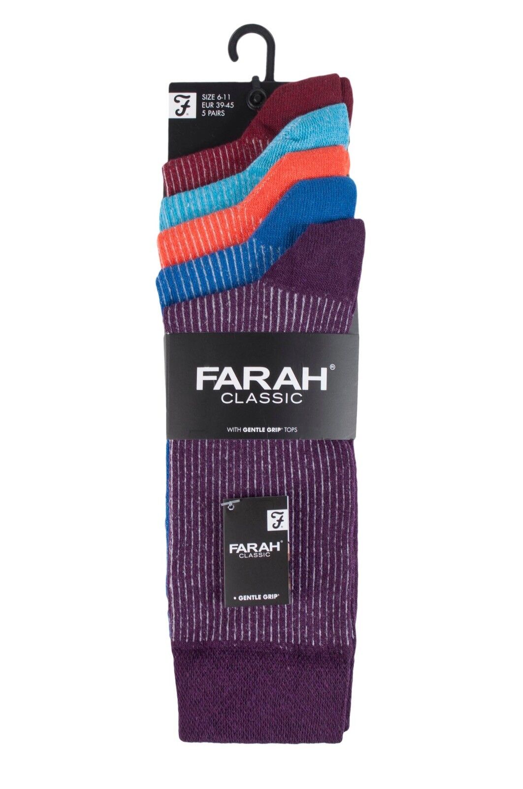 Farah - Confezione da 5 Calzini Abito Casual da Uomo Sottili Top Morbidi Cotone Colorato - Foto 21 di 56