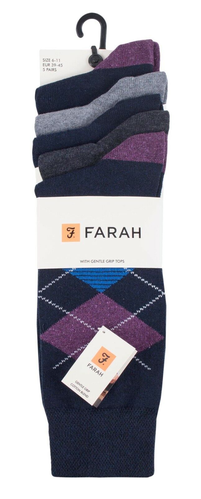 Farah - Confezione da 5 Calzini Abito Casual da Uomo Sottili Top Morbidi Cotone Colorato - Foto 28 di 56