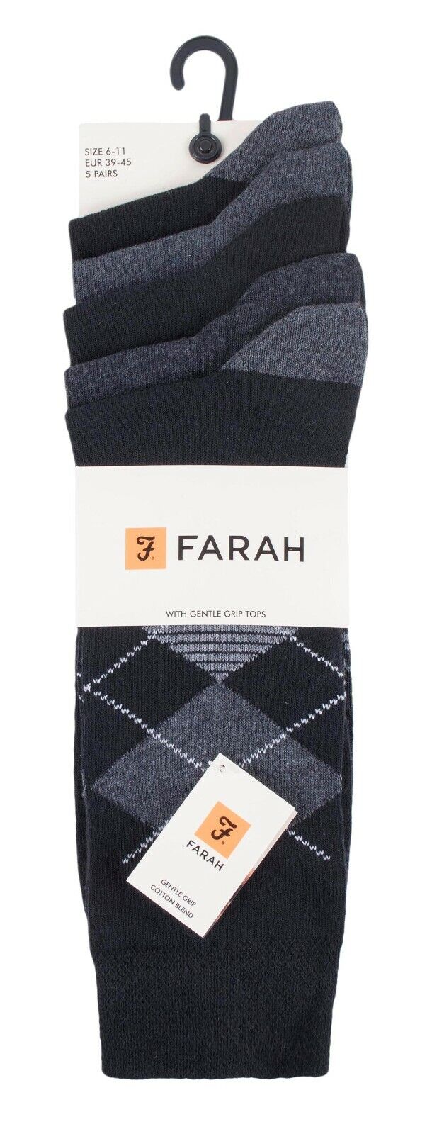 Farah - Confezione da 5 Calzini Abito Casual da Uomo Sottili Top Morbidi Cotone Colorato - Foto 30 di 56