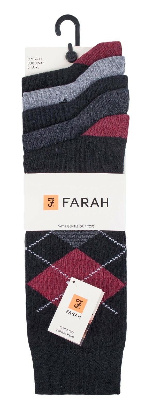 Farah - Confezione da 5 Calzini Abito Casual da Uomo Sottili Top Morbidi Cotone Colorato - Foto 32 di 56